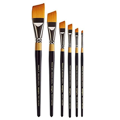 KINGART Premium 6 pc. Original Gold 9400 Series Angular Shader Artist Brush Set, Synthetic Golden Taklon Hair, Short Handle, 6 Sizes: 1/8", 1/4", 3/8", 1/2", 3/4", 1" - size: 1/8-1 inch (Set of 6)