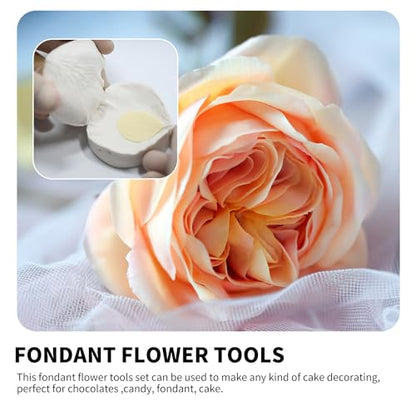 KALAIEN 3D Rose Petals Shape Silicone Fondant Mold Chocolate Molds Candy Molds Veining Petal Sugar Flower Making Tool - color: Rose Silicone
