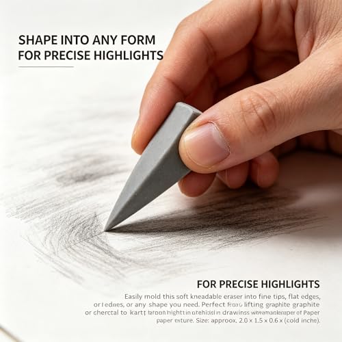 Kneaded Eraser Artist Moldable Rubber Soft Kneadable Supplies for Drawing Sketching High Flexibility Charcoal Graphite Removal Stationary Tool for Studio Work Neutral Grey