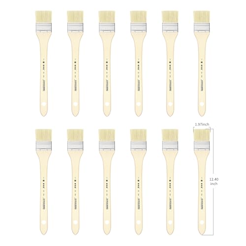 XDT#2801 Hake Artist Paint Brush 12 Piece Set #1.97in, Hog Bristle Flat Brushes for Painting, Acrylic Oil Watercolor - size: #2 12Pc Set