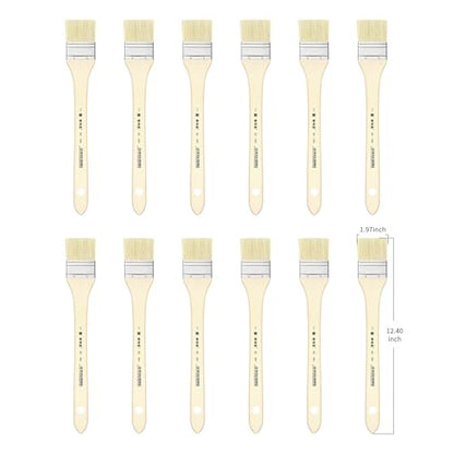 XDT#2801 Hake Artist Paint Brush 12 Piece Set #1.97in, Hog Bristle Flat Brushes for Painting, Acrylic Oil Watercolor - size: #2 12Pc Set