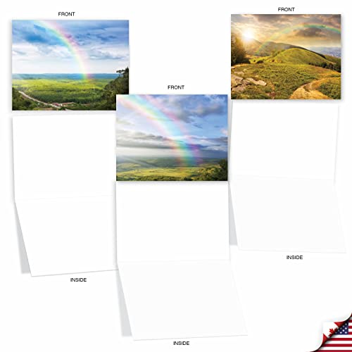 The Best Card Company - Box of 10 All Occasion Cards Blank (4 x 5.12 Inch) - Scenic Landscape Cards Assorted - Rainbow Bright M4963OCB-B1x10 - style: Rainbow Bright