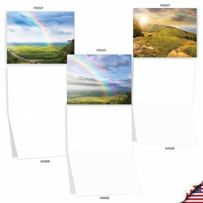 The Best Card Company - Box of 10 All Occasion Cards Blank (4 x 5.12 Inch) - Scenic Landscape Cards Assorted - Rainbow Bright M4963OCB-B1x10 - style: Rainbow Bright