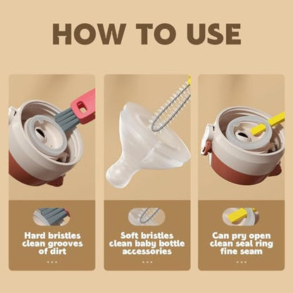3 in 1 Cup Lid Cleaning Brush, Multifunctional Cleaning Brush Portable Cup Lid Cleaner for Bottle Gap Tight Spaces Cup, Portable Cup Lid Cleaner, 1 Pcs Red - color: 1pcs Red