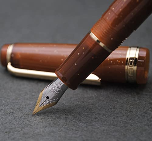 JINHAO 82 Fountain Pen with Gold Clip (F Nib 0.5mm, Transparent Fluorescent Coffee) - color: Transparent Fluorescent Coffee