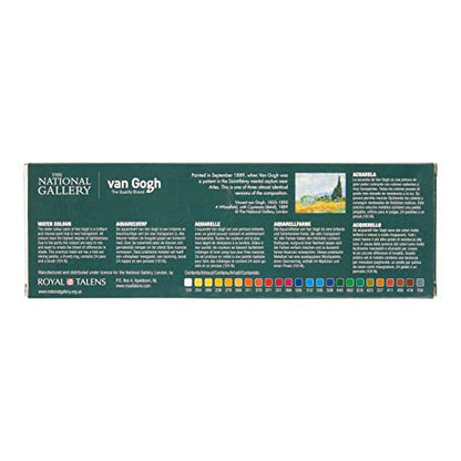 The National Gallery Van Gogh Watercolor Paint Set, Metal Tin, 24-Half Pan, A Wheatfield, with Cypresses