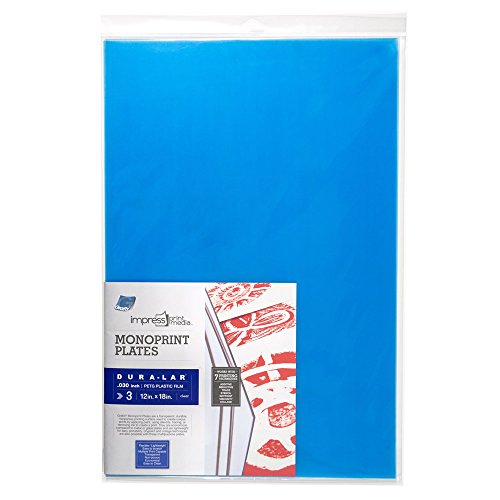 Grafix Impress Print Media Monoprint Plate – 12" x 18”, Pack of 3 – Transparent, Lightweight, Non-Porous .030” Dura-Lar Monoprinting Surface, Economical Alternative to Metal or Glass Plates - size: 12"x16"x0.030, style: Clear, Pack of 3