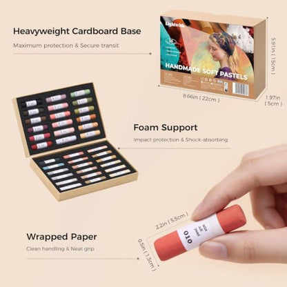 LIGHTWISH 36-Color Soft Pastels Set for Artists, Beginners & Adults - Non-Toxic, Vibrant Drawing Pastel Sticks for Art Sketching & Shading-Skin Tone