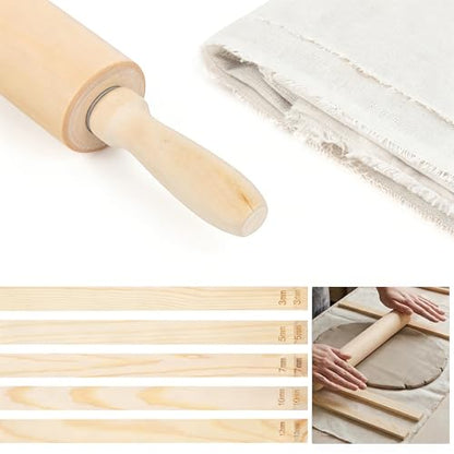 Lupnkl 12-Pack Ceramic & Pottery Tools Kit Clay Rolling Pin & Slab Roller for Pottery, Ideal for Clay Projects & Pottery Teaching, Complete Ceramic Tools Kit
