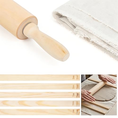 Lupnkl 12-Pack Ceramic & Pottery Tools Kit Clay Rolling Pin & Slab Roller for Pottery, Ideal for Clay Projects & Pottery Teaching, Complete Ceramic Tools Kit