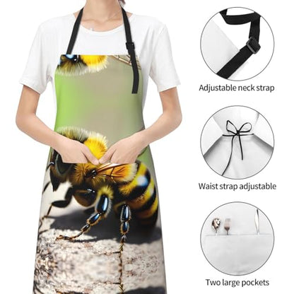 Cartoon heart sun Heavy Duty Waterproof Apron with Pockets for AdultsResistant Grilling, Gardening, Painting - color: Cute Little Bee