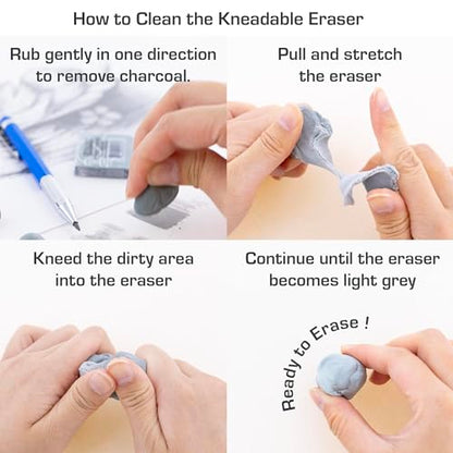 BAZIC Products Kneaded Art Eraser, Moldable, for Drawing & Charcoal | Soft gray kneaded art eraser; molds in your hand to lift pencil; pastel without crumbs; artists