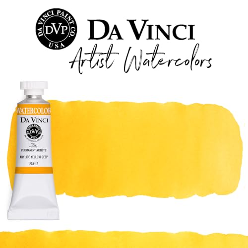 DA VINCI PAINTS Professional Artist Watercolor Paint, Arylide Yellow Deep, 15mL - color: Arylide Yellow Deep, style: 15mL