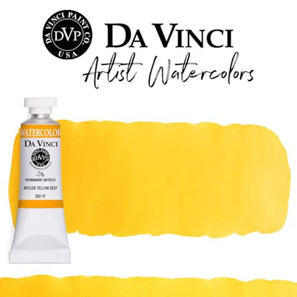 DA VINCI PAINTS Professional Artist Watercolor Paint, Arylide Yellow Deep, 15mL - color: Arylide Yellow Deep, style: 15mL