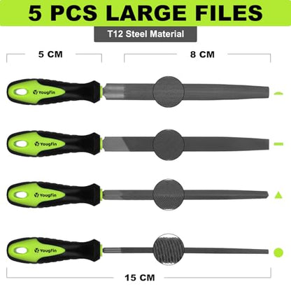 17 pcs File Set, 12 pcs Needle Files and 4 pcs Large Metal Files with Tool bag, Ideal Hand Tool for Woodwork, Metal, Model & Hobby Applications - style: 17 Pieces