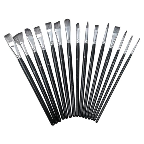 Gouache Acrylic Watercolour Oil Brush Set with Scalloped Black Zipper Canvas Pouch