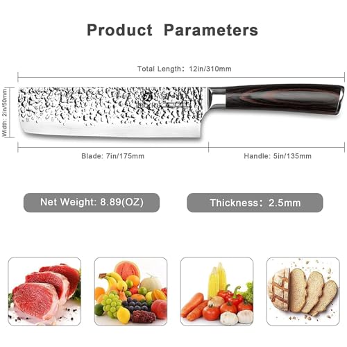 imarku Nakiri Knife, Razor Sharp 7 Inch Multipurpose Vegetable Japanese Chef Knife, High Carbon Stainless Steel Meat Cleaver, Gyutou Knife with Ergonomic Handle, Birthday Gift - color: Black with Espresso Brown