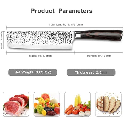 imarku Nakiri Knife, Razor Sharp 7 Inch Multipurpose Vegetable Japanese Chef Knife, High Carbon Stainless Steel Meat Cleaver, Gyutou Knife with Ergonomic Handle, Birthday Gift - color: Black with Espresso Brown