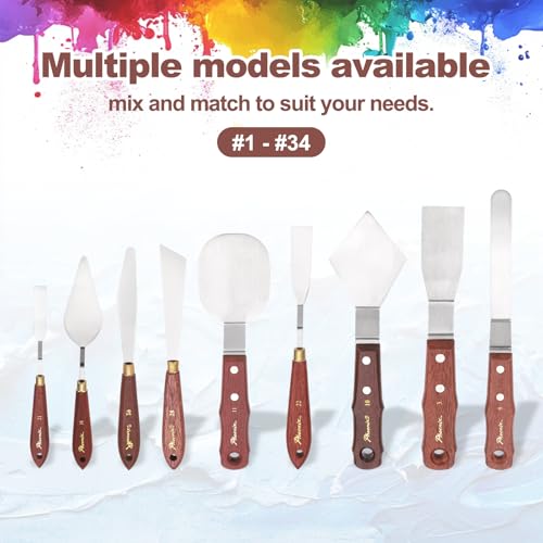 MECCANIXITY Pack of 1 Palette Knife No.21, 8.3" Long Palette Knives with Stainless Steel Flexible Spatula Pallet Knife and Wood Handle for Scraping, Mixing, Oil Acrylic Painting Canvas - style: No.21