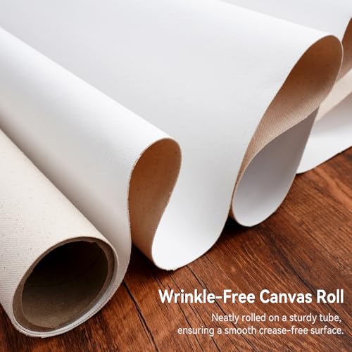 PHOENIX Professional Canvas Roll 72 Inch x 6 Yard (18 Feet) | 15 Oz. Heavyweight Primed Cotton, for Oil & Acrylic Painting, Ready-to-Use Unstretched Artist Canvas - size: 72 inch x 6 yard, style: 15 oz.