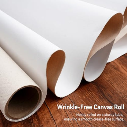 PHOENIX Professional Canvas Roll 72 Inch x 6 Yard (18 Feet) | 15 Oz. Heavyweight Primed Cotton, for Oil & Acrylic Painting, Ready-to-Use Unstretched Artist Canvas - size: 72 inch x 6 yard, style: 15 oz.