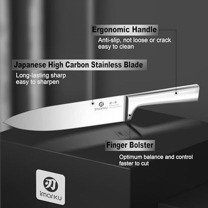 imarku Knife Set - 15PCS Kitchen Knife Set Japanese High Carbon Stainless Steel Knives Set for Kitchen, Dishwasher Safe Ultra Sharp Professional Chef Well Balance Utility Knives, Black - color: Black, size: 15 Pcs