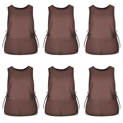TFTAFAN Cobbler Apron Unisex Waterproof Apron with 2 Deep Pockets Art Smock for Painting Cleaning Artiest Apron work kitchen - color: Coffee