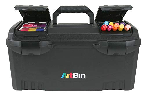 ArtBin 6918AB Twin Top 17 inch Supply Box, Portable Art & Craft Supply Organizer with Handle, [1] Plastic Storage Case, Black - color: Black
