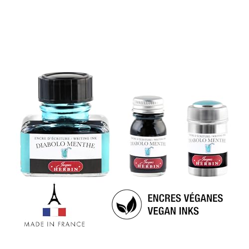 J. Herbin Fountain Pen Ink - 30 ml Bottled - Diabolo Menthe (13033T) - color: Diabolo Menthe, size: 1 fl oz