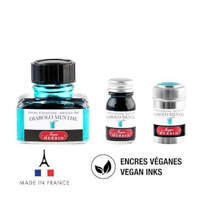 J. Herbin Fountain Pen Ink - 30 ml Bottled - Diabolo Menthe (13033T) - color: Diabolo Menthe, size: 1 fl oz