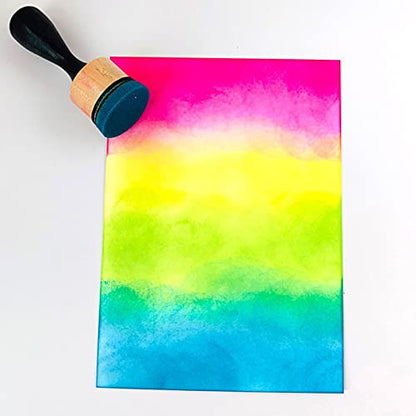Ink Paints Mixing Blending Tool Mini Round Foam Refills, for Scrapbooking Craft, Control of Ink Placement, No More Inky Fingers Ink Blending Tool with Spare Pads for Rubber Stamping & Scrapbooking - color: 2 Handle + 24 Foam Refills