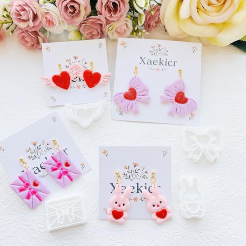 Valentine’s Day Polymer Clay Cutters Set – Romantic Polymer Clay Molds, Clay Cutters, Clay Earring Cutters, Clay Tools - color: 2H color