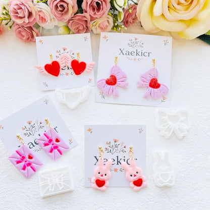 Valentine’s Day Polymer Clay Cutters Set – Romantic Polymer Clay Molds, Clay Cutters, Clay Earring Cutters, Clay Tools - color: 2H color
