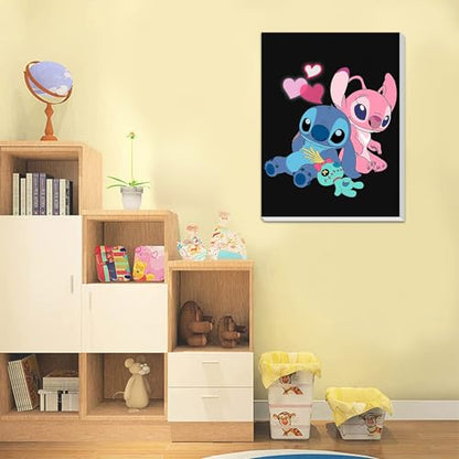 Cartoon Paint by Numbers Kit for Kids with Framed Canvas - with Wooden Easel, Easy Kids Paint by Number Kits Age 8-12, DIY Acrylic Oil Painting Kits with 4 Wooden Brushes Nice Gift Box (12x16 inch) - color: DKMT0186