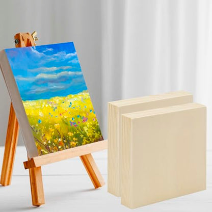 Unfinished Wooden Panel 5 Pcs Wood Canvas Boards, 5 x 5 Inch Wood Panels Blank Boards for Painting Pouring Burning and DIY Craft Projects - size: 5×5×0.8 Inch