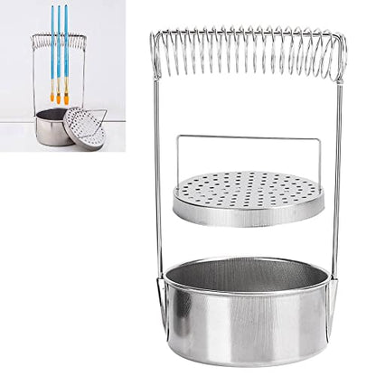 Pssopp Paint Brush Washer Stainless Steel Paint Brush Cleaner Paint Brush Bucket with Wash Filter Screen Holder Spring Paint Brush