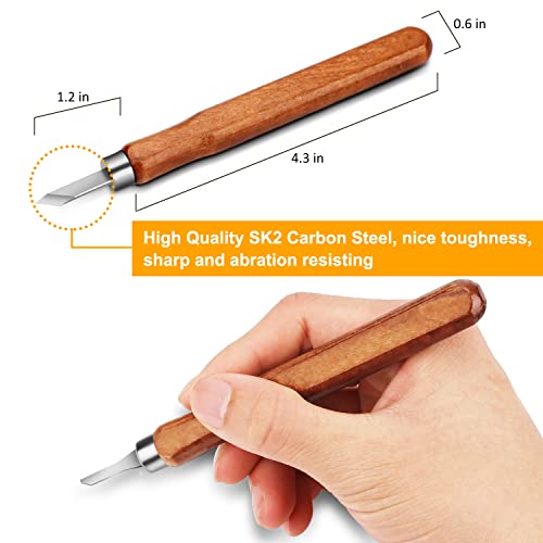 Wood Carving Tools, Adevena 12 set SK2 Carbon Steel Sculpting Knife Kit for Beginners & Professions