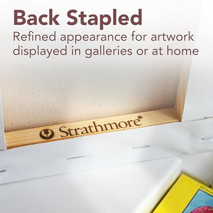 Strathmore 300 Series Traditional Stretched Canvas Pack, 12x12 inch, 6 Pack, Art Canvas for Students Professionals - size: 12x12 inch, style: Traditional Profile