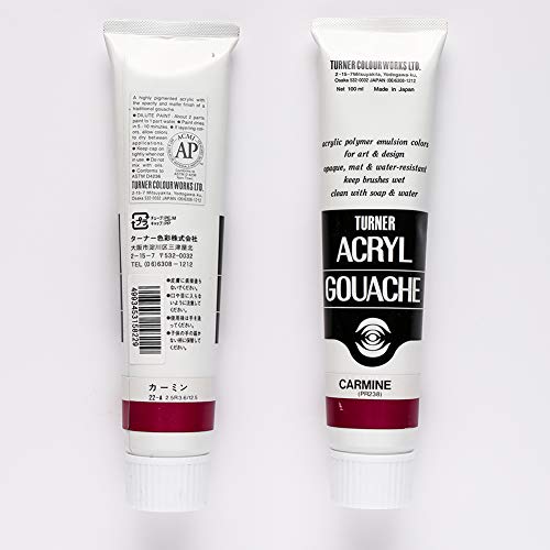 Turner Colour Works Acryl Gouache Artist Acrylic Paint - Single 100 ml Tube - Carmine - color: Carmine, style: 3.4 fl oz (100