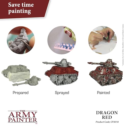 The Army Painter Colour Primer, Dragon Red Spray Paint, Resin and Plastic Primer for Acrylic Paint, Primer Paint for Wargaming Miniature Models, 400 mL - color: Dragon Red