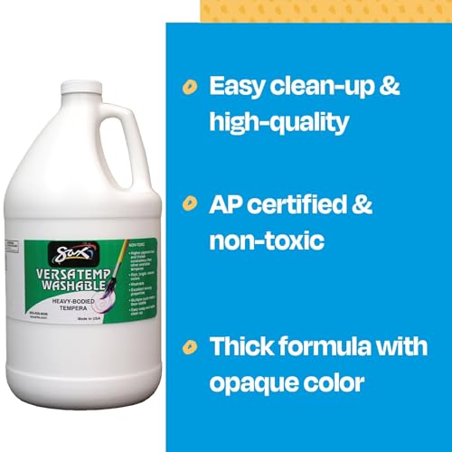 Sax Washable Versatemp Heavy Bodied Tempera Paint, White, 1 Gallon - 15411, 128 Fl Oz (Pack of 1)