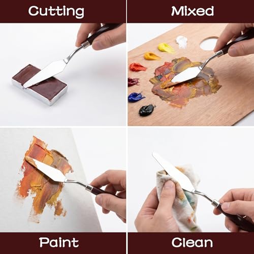 11 Pcs Palette Knife Set 5 Pcs Stainless Steel Palette Knives With 6 Plastic Paint Scraper, Painting Tools for Oil, Canvas, Acrylic Painting and Cake Decorating Applications