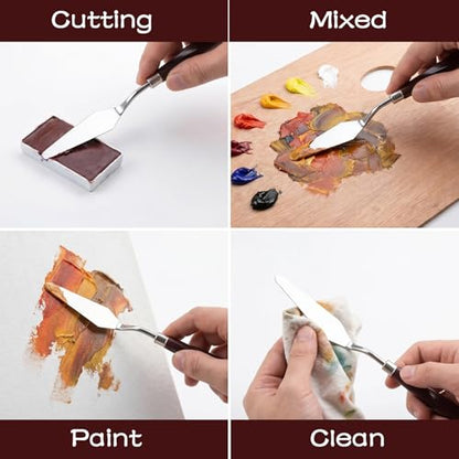 11 Pcs Palette Knife Set 5 Pcs Stainless Steel Palette Knives With 6 Plastic Paint Scraper, Painting Tools for Oil, Canvas, Acrylic Painting and Cake Decorating Applications