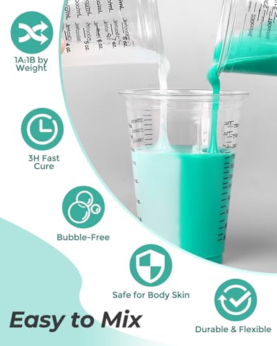 74oz Platinum Silicone Mold Making Kit with Molds Housing & Mixing Cups, 1:1 Ratio, 20A Medium Hardness, Non-Toxic Liquid Silicone Rubber for Resin, Jewelry, Craft Molds - size: 74oz