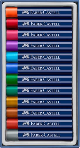 Faber-Castell Creative Studio Oil Pastels, Multicoloured, Cardboard Box Of 12 Metallic, For Art, Craft, Drawing, Sketching, Home, School, University, Colouring
