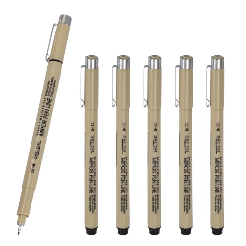 PATIKIL Fineliner Pens, 6 Pcs 08 0.5mm Fineliner Marker Black Waterproof Ink Archival Drawing Pens Art Supplies Set for Sketching Journaling Scrapbooking Artist Illustration - size: 08 0.5mm