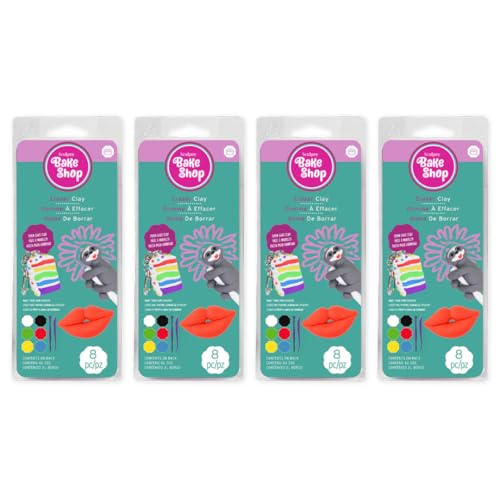 Sculpey Bake Shop Eraser Clay, Becomes an Eraser After Baking, 1 oz. Bars of Sculpey, 6 Assorted Colors and 2 Modeling Tools/Pack, Party Set of 4 Packs, 24 Bars of Clay and 8 Modeling Tools Total - size: 4-Pack