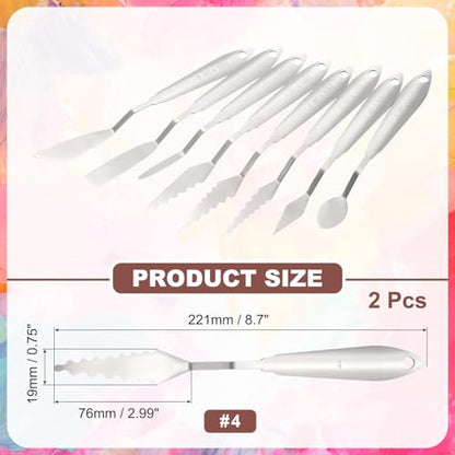 MECCANIXITY 2pcs HM#4 Palette Knives 19mm Width Stainless Steel Spatula Painting Pallet Knife with Stainless Steel Handle for Oil Painting Acrylic Canvas Mixing Spreading - style: HM#4 + 19mm