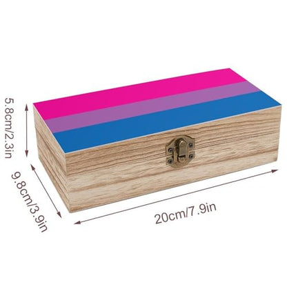 Bisexual Pride Flag Jewelry Box Wooden Rustic Multi-Purpose Organizer with Front Clasp for Jewelry, Crafts, Accessories & Small Items - color: style-3