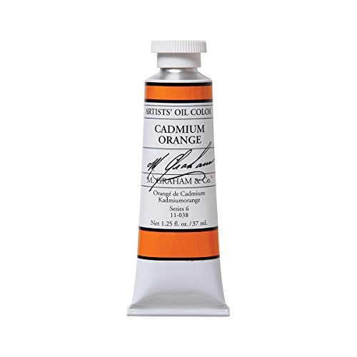 M. Graham Artist Oil Paint Cadmium Orange 1.25oz/37ml Tube - color: Cadmium Orange, size: 1.25 Fl Oz (Pack of 1)